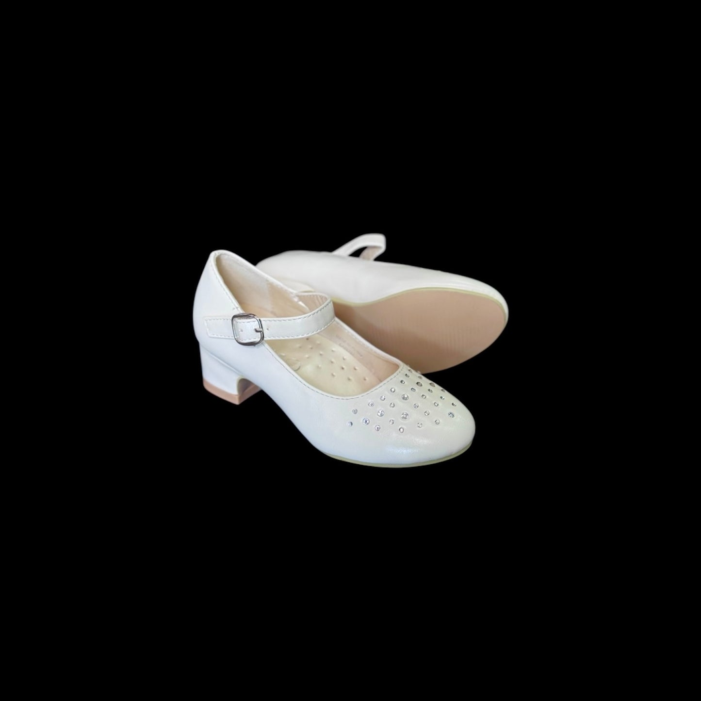 Jolene Ivory Block Heel w/ Rhinestones