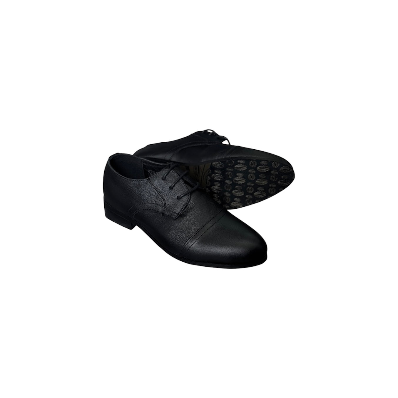 Fancy Kids Classic Black Leather Formal Lace-Up Dress Shoe