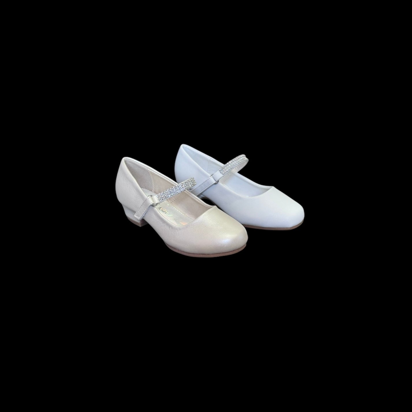 Fancy Kids Elegant Rhinestone Strap Dress Shoe w/ Small Heel
