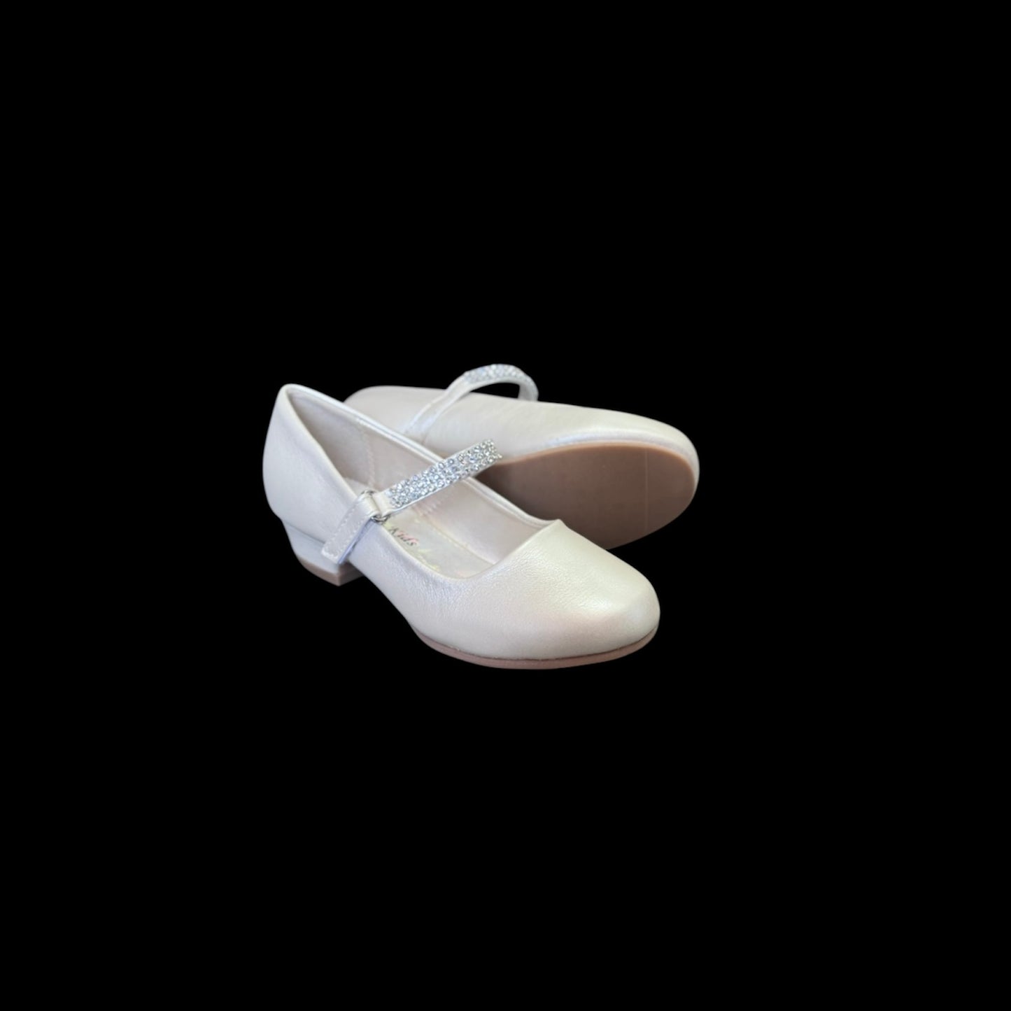 Fancy Kids Elegant Rhinestone Strap Dress Shoe w/ Small Heel