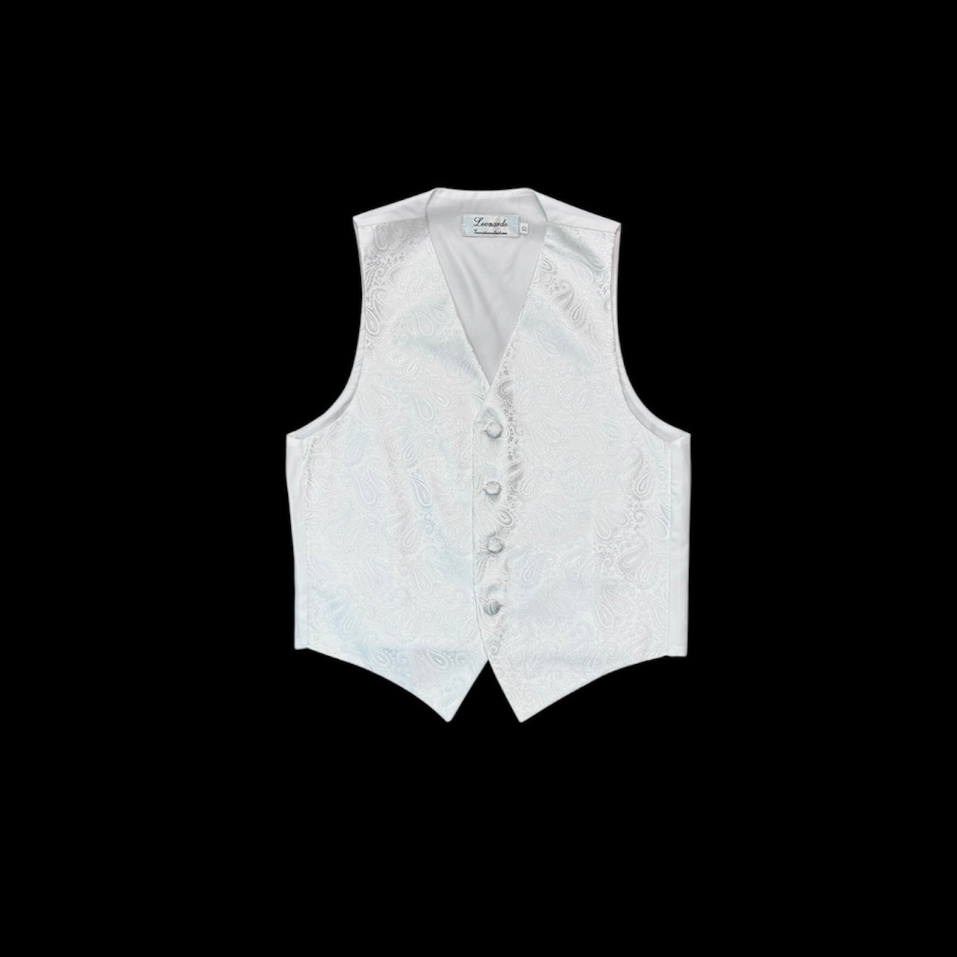 Leonardo Four-Button White Paisley Suit Vest