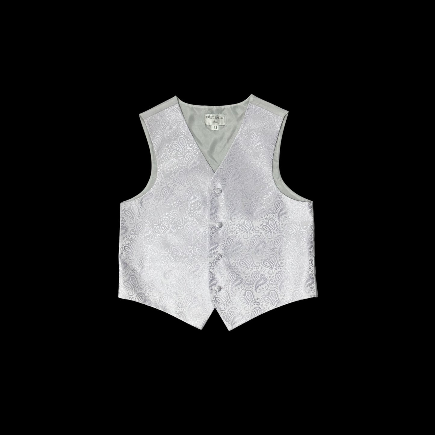 Paulo Sarto Four-Button Silver & Lilac Paisley Suit Vest