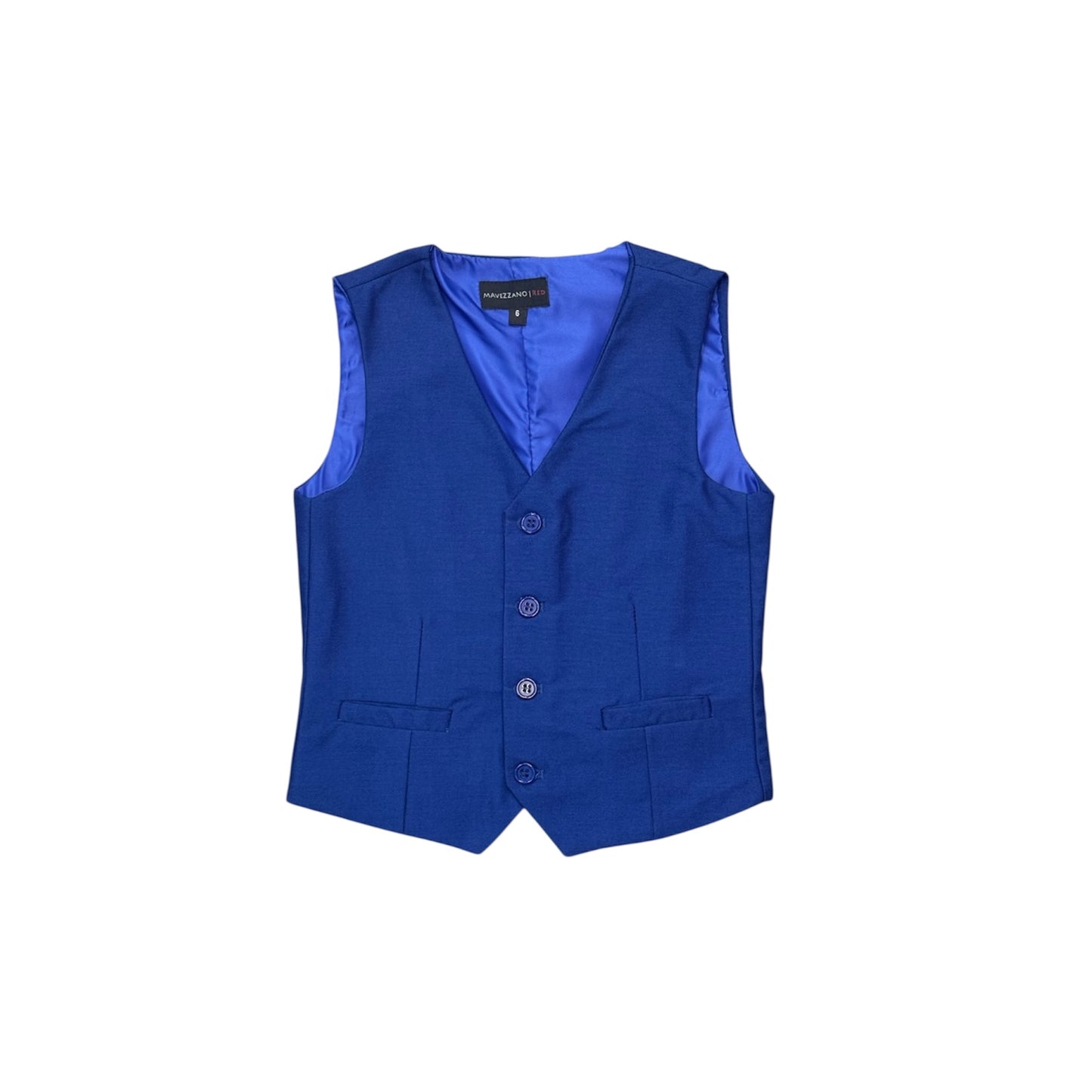 Mavezzano Classic Four-Button Wool-Blend Blue Vest
