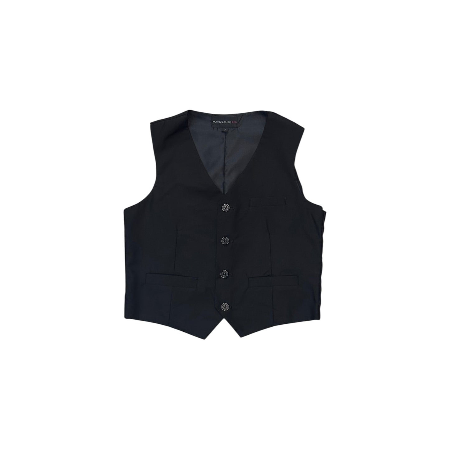Mavezzano Classic Four-Button Wool-Blend Black Vest
