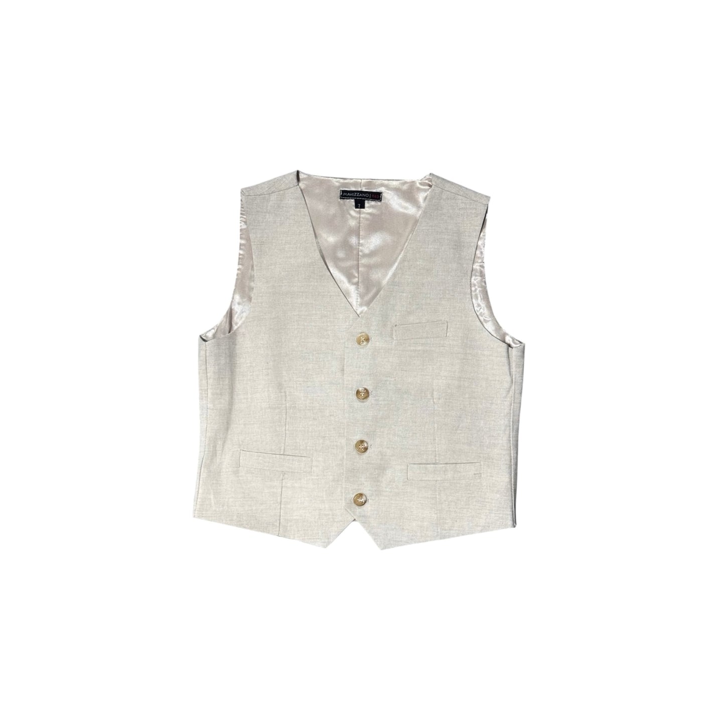 Mavezzano Four-Button Natural Linen Vest