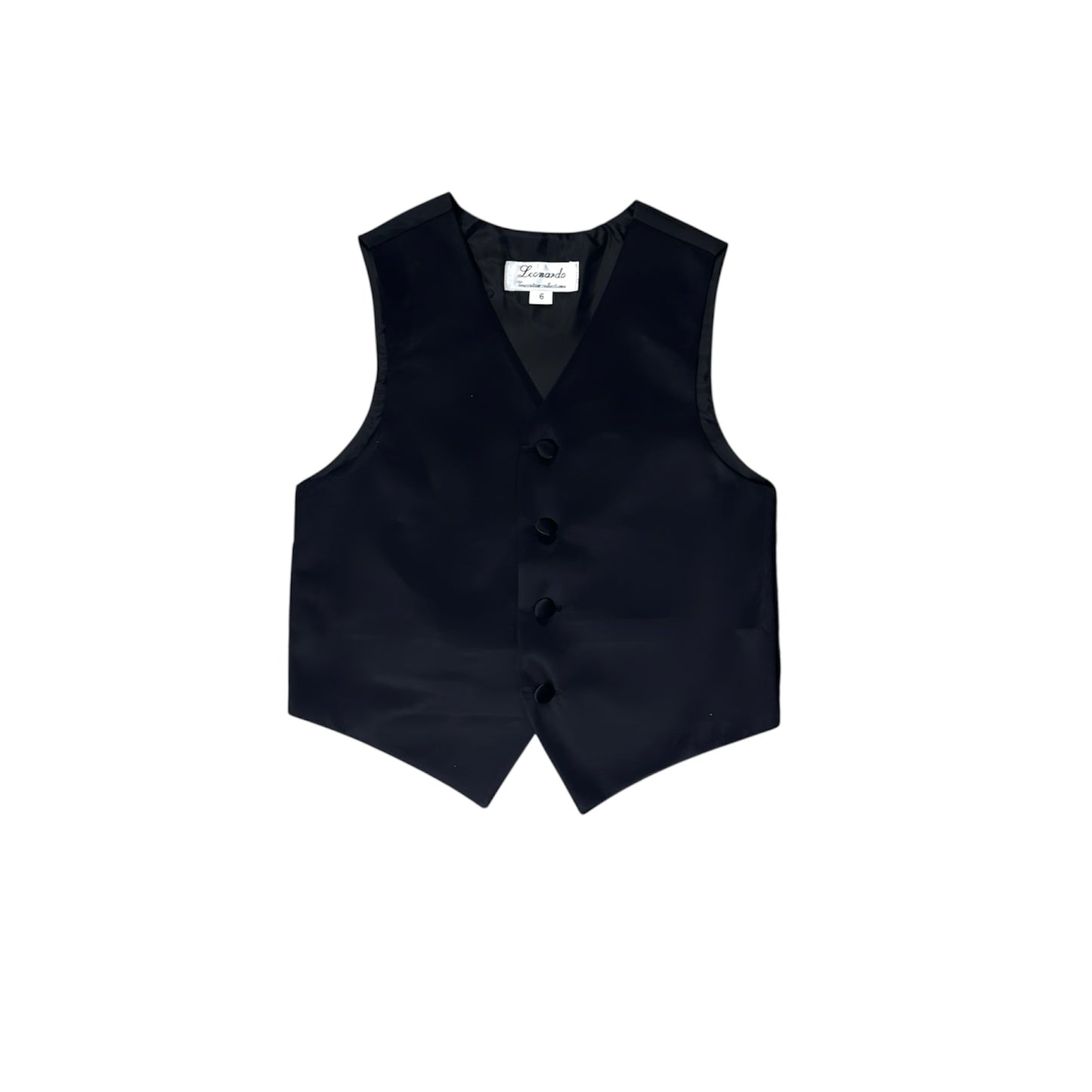 Leonardo Four-Button Toddler Black Suit Vest w/ Gloss Tint