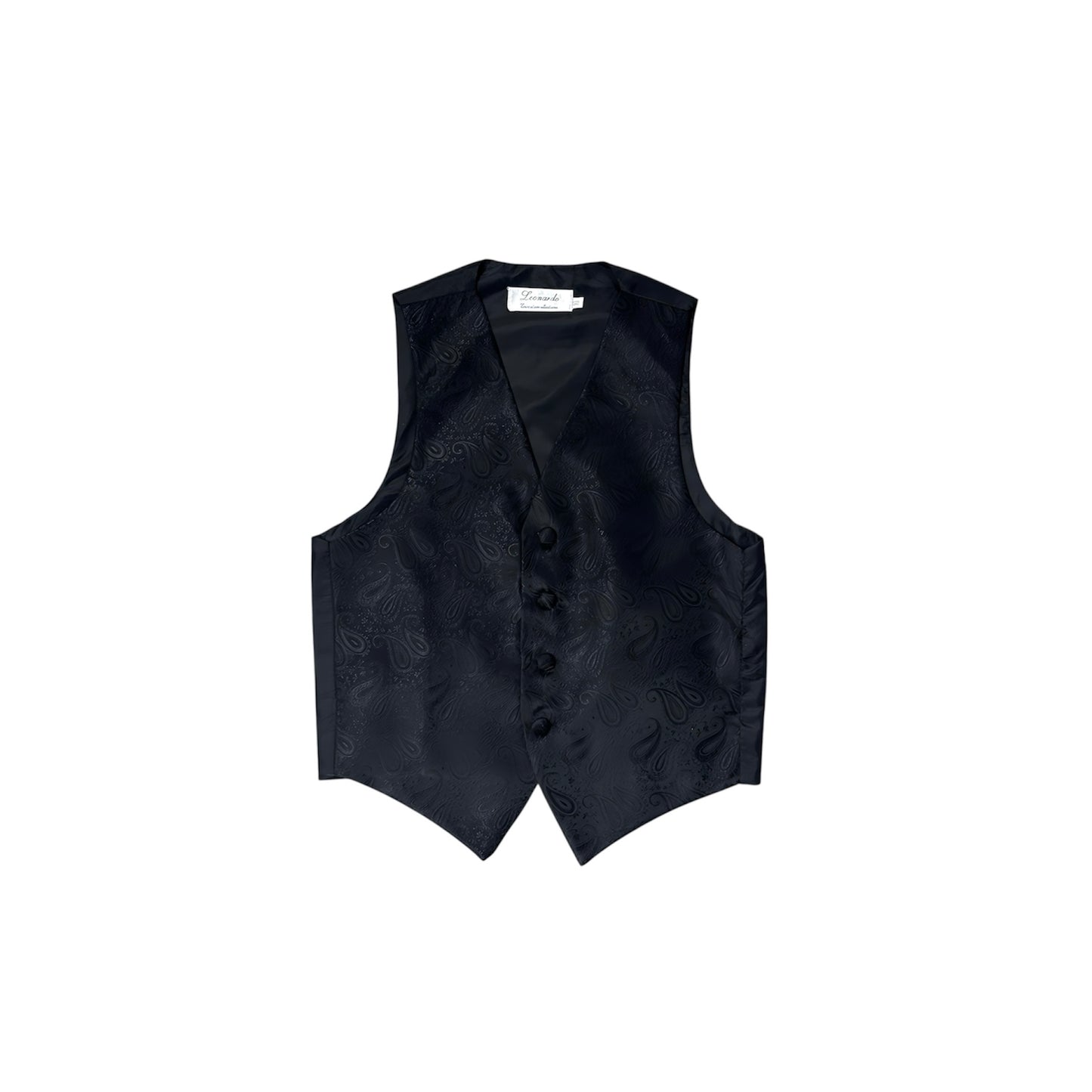 Leonardo Four-Button Black Paisley Suit Vest
