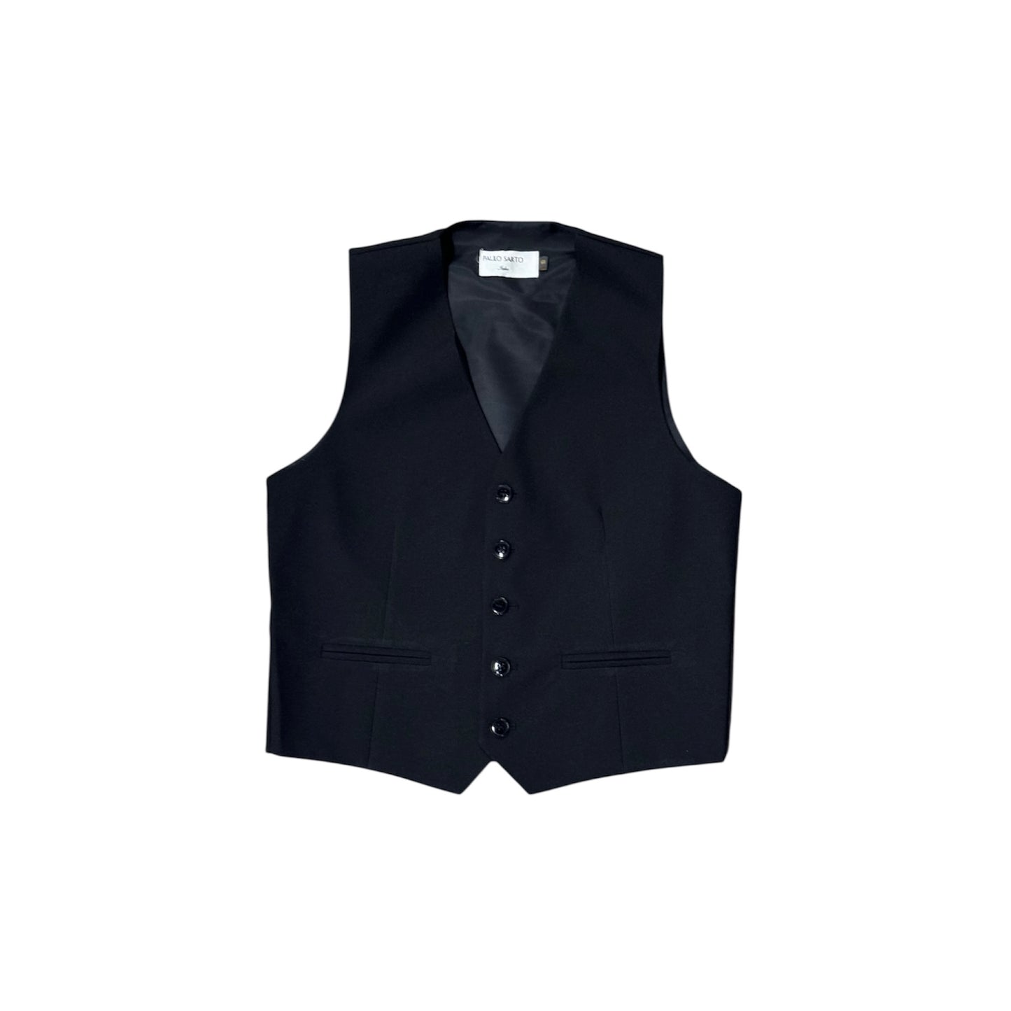Paulo Sarto Five-Button Black Suit Vest