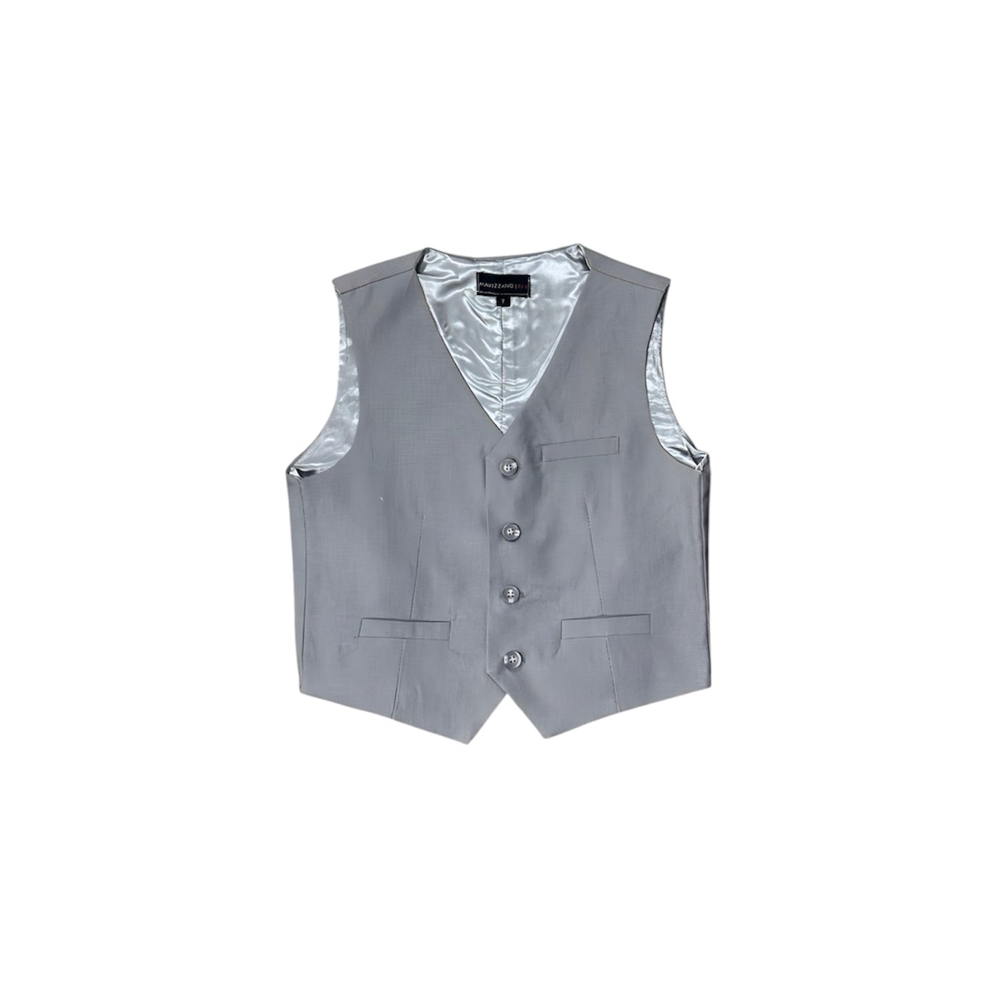 Mavezzano Four-Button Grey Linen Vest