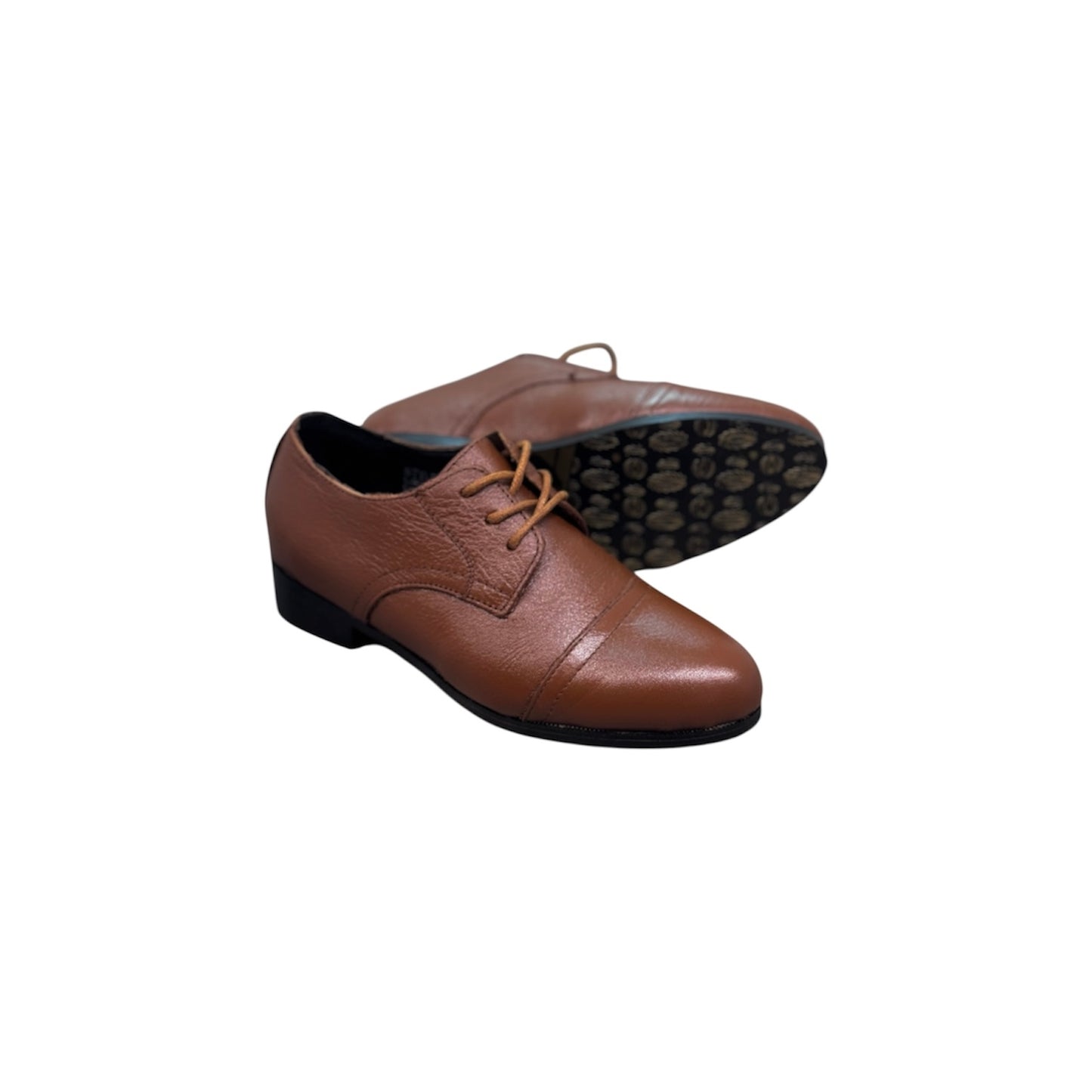 Fancy Kids Classic Brown Leather Formal Lace-Up Dress Shoe