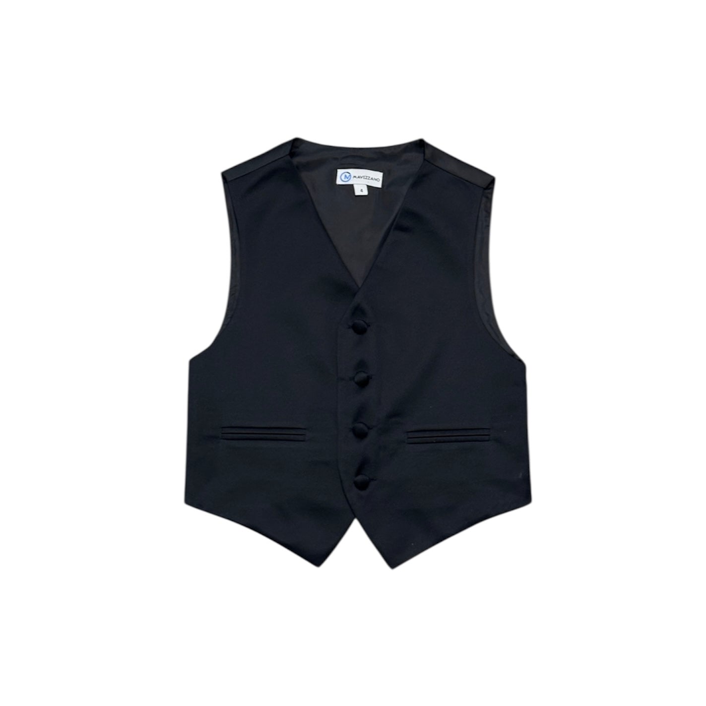 Mavezzano Four-Button Front Black Suit Vest w/ Gloss Tint