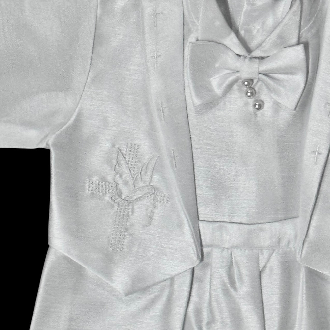 White Baptism Romper with Embroidered Vest & Hat (18 months)