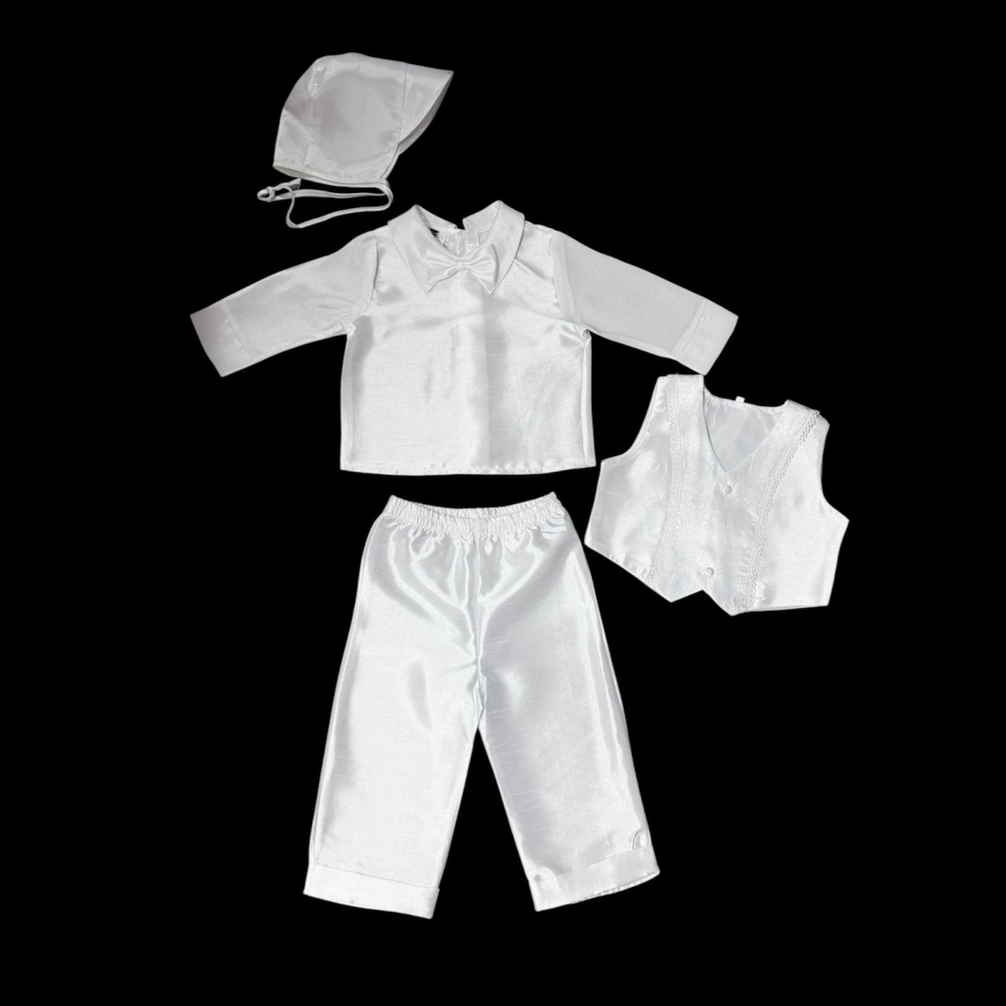 Semi-Paisley 3-Piece Baptism Suit w/ Hat