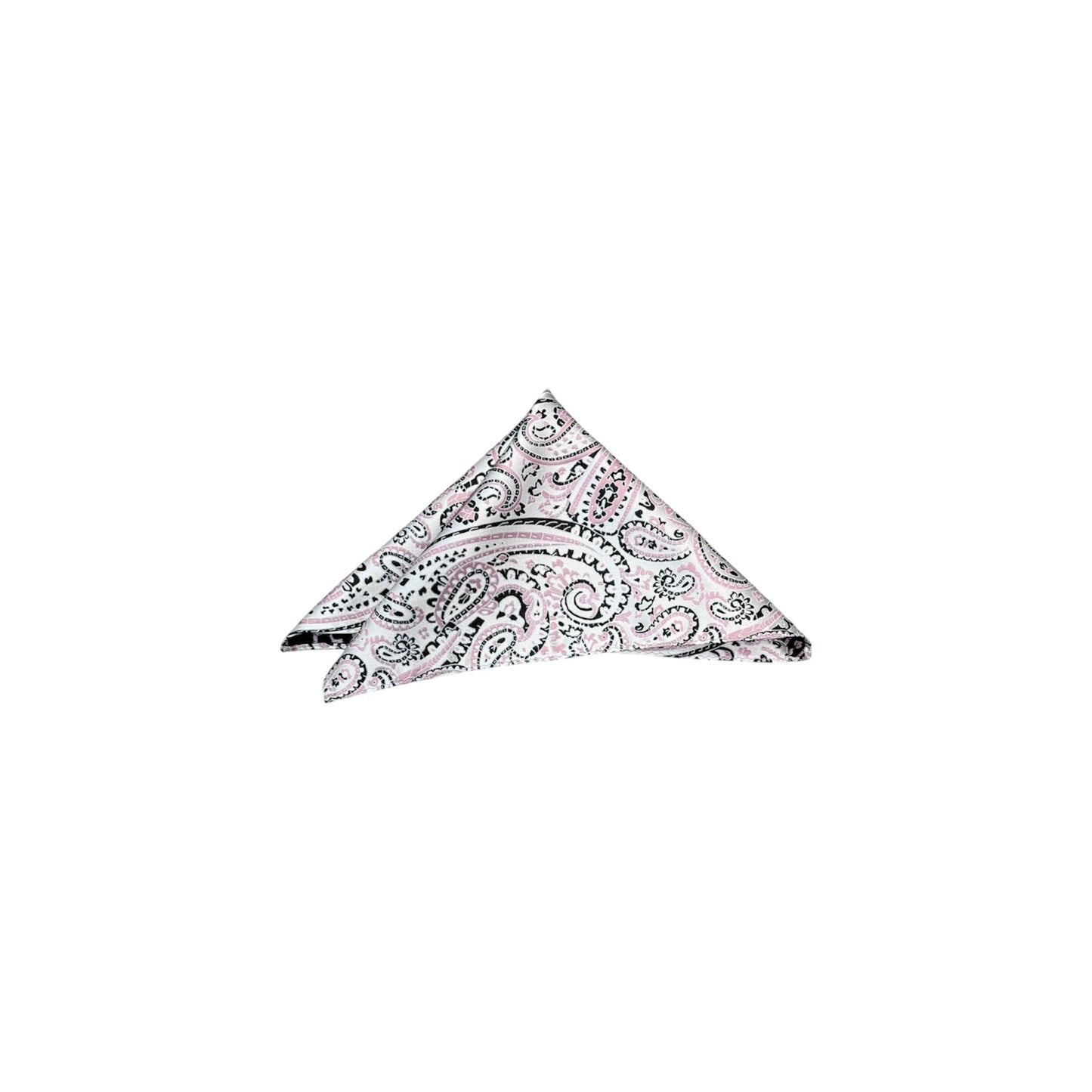 Pink, White & Black Paisley Mens Necktie & Pocket Square