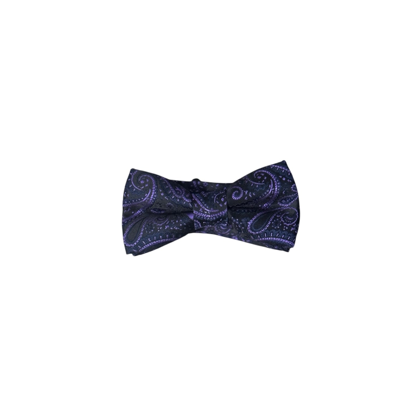 Boys Purple & Black Paisley Bow Tie
