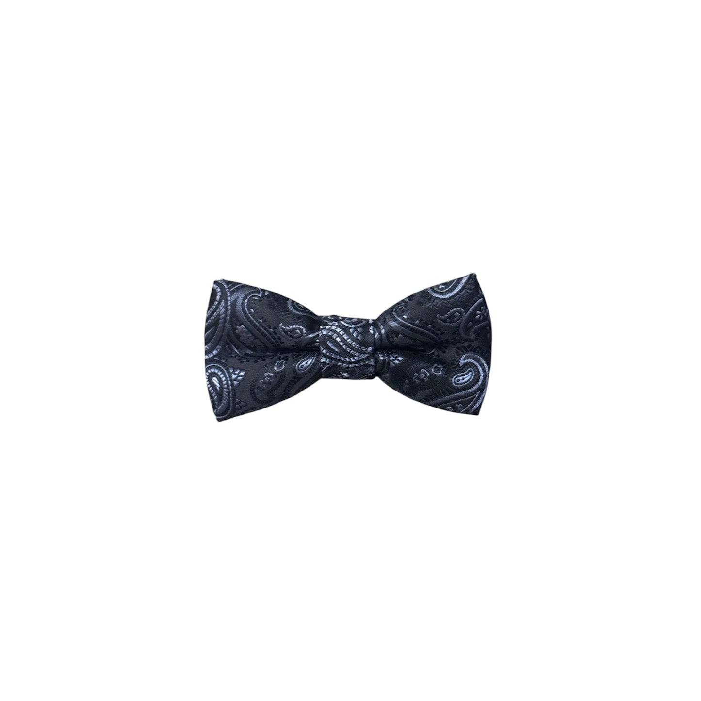 Boys Black & Grey Paisley Bow Tie