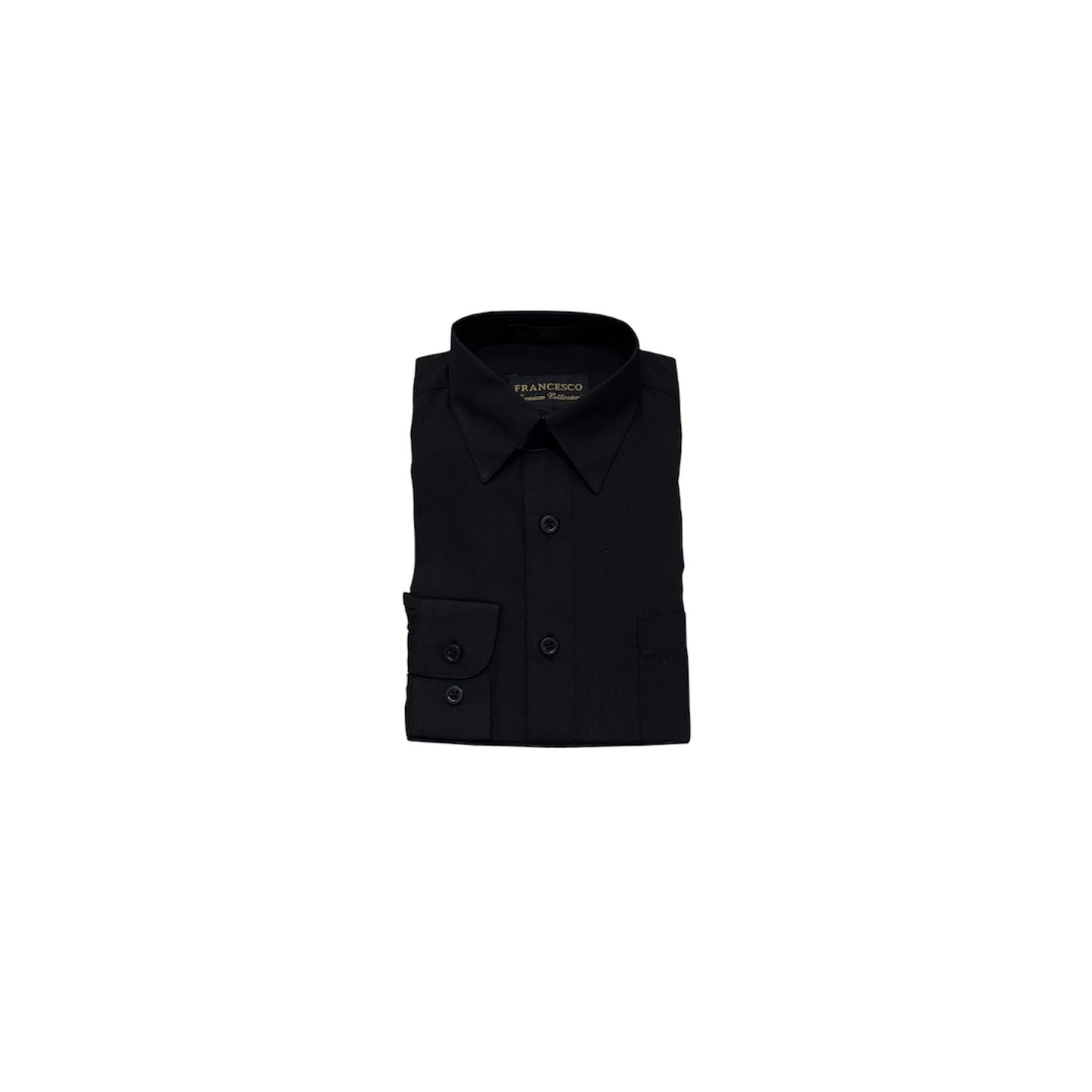 Francisco Premium Collerioni Modern-Fit Black Dress Shirt (Size 7)