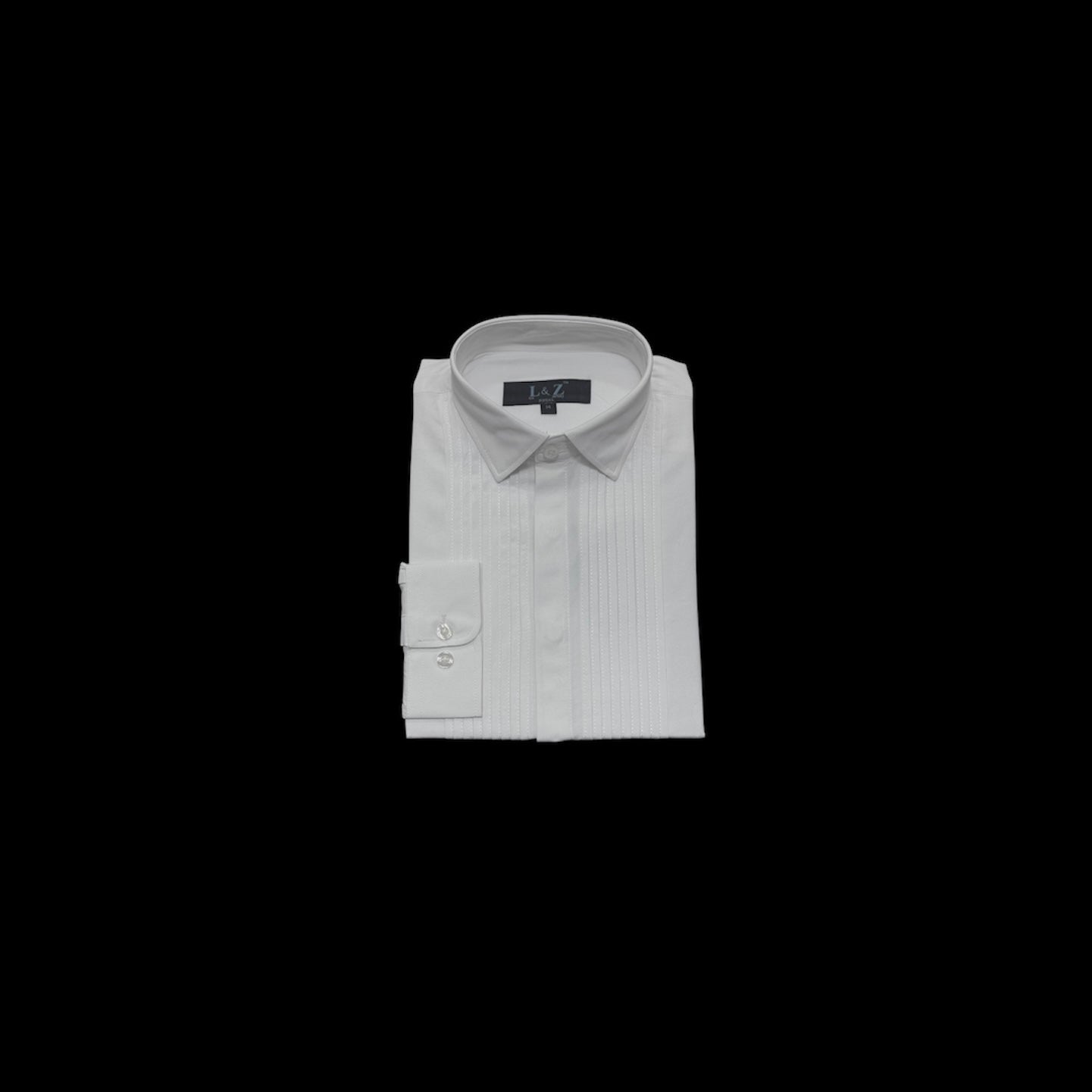 Leo & Zachary White Front Pleat Long-Sleeve Tuxedo Shirt