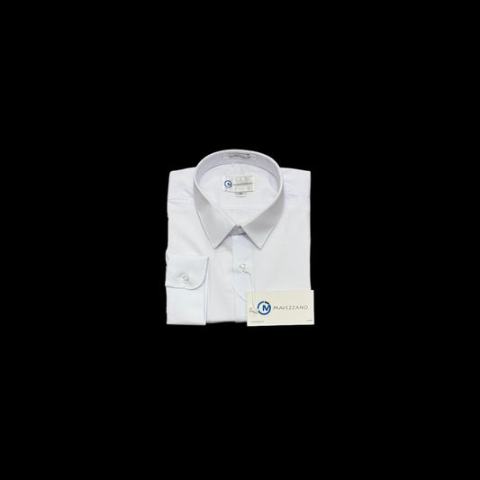 Mavezzano Modern Slim-Fit Long Sleeve White Dress Shirt