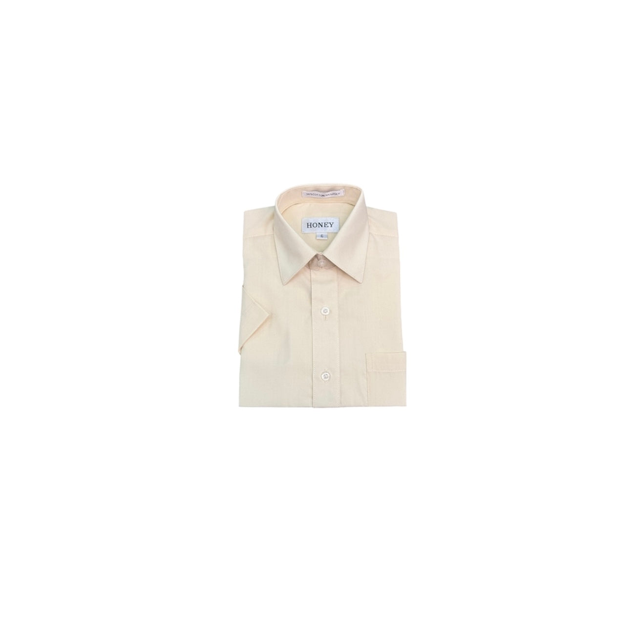 Boys Short Sleeve Regular Fit Ivory Dress Shirt