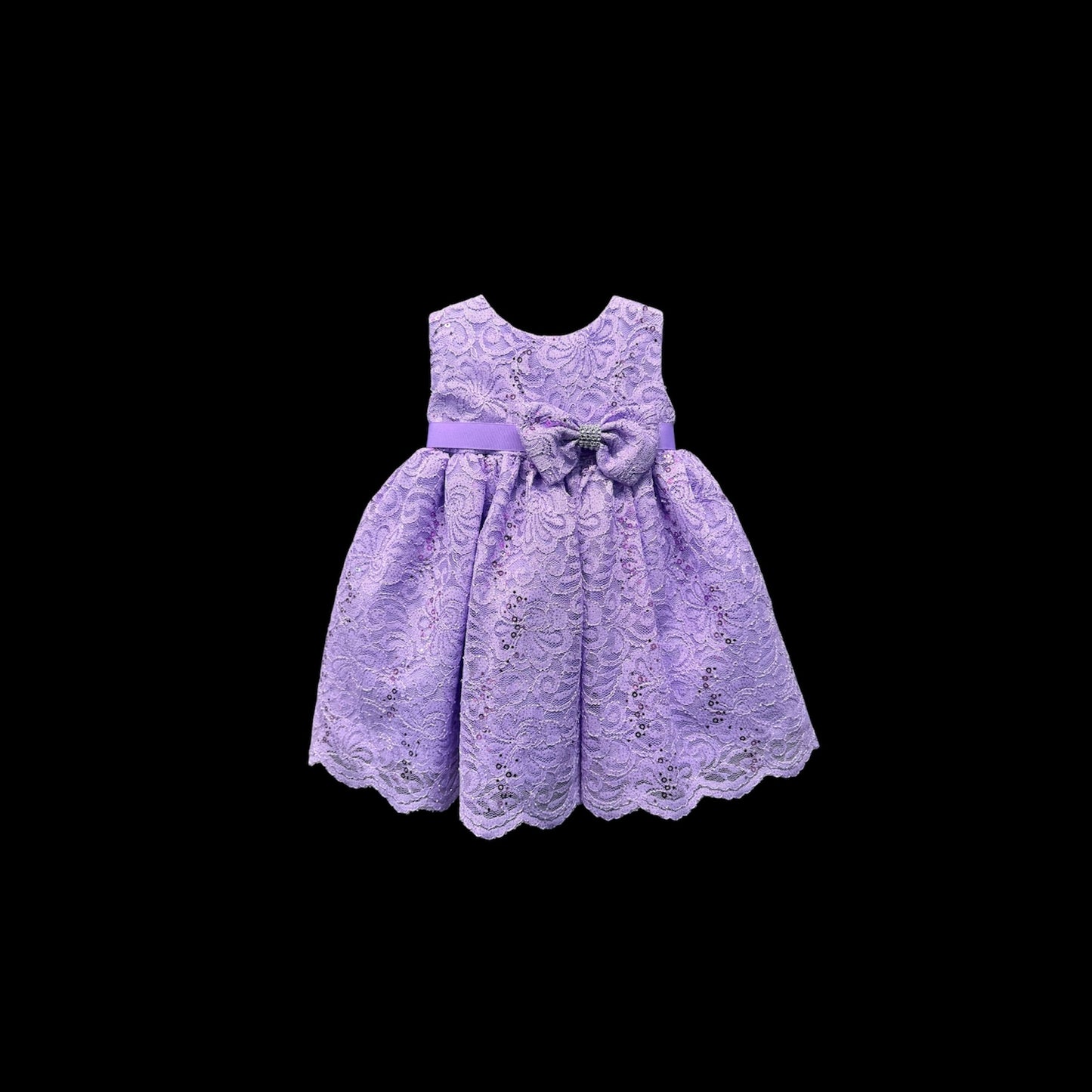 Lavender Lace Sequin Baby Dress w/ Headband (6-9 months)