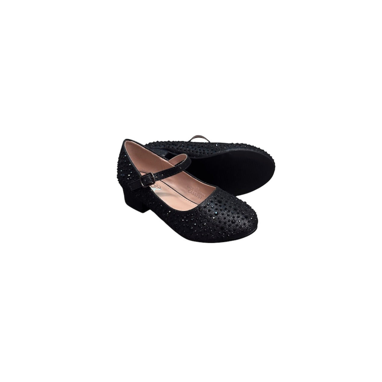 Jolene Black Rhinestone Embellished Kitty Heel