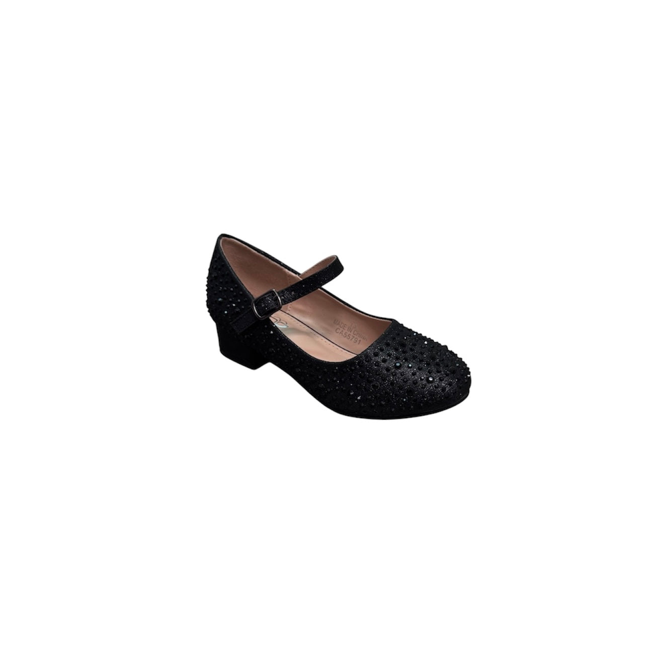 Jolene Black Rhinestone Embellished Kitty Heel
