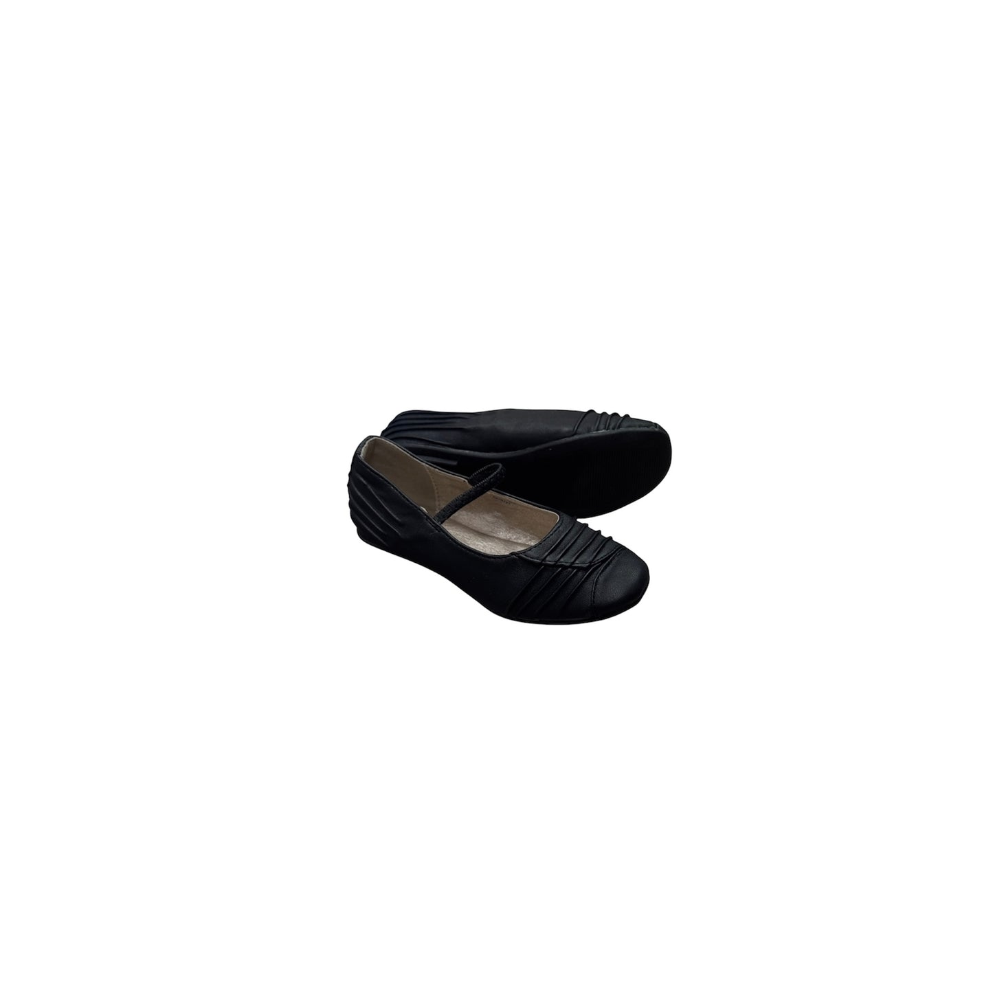 Jolene Classic Black Ruched Ballet Flats w/ Elastic Strap
