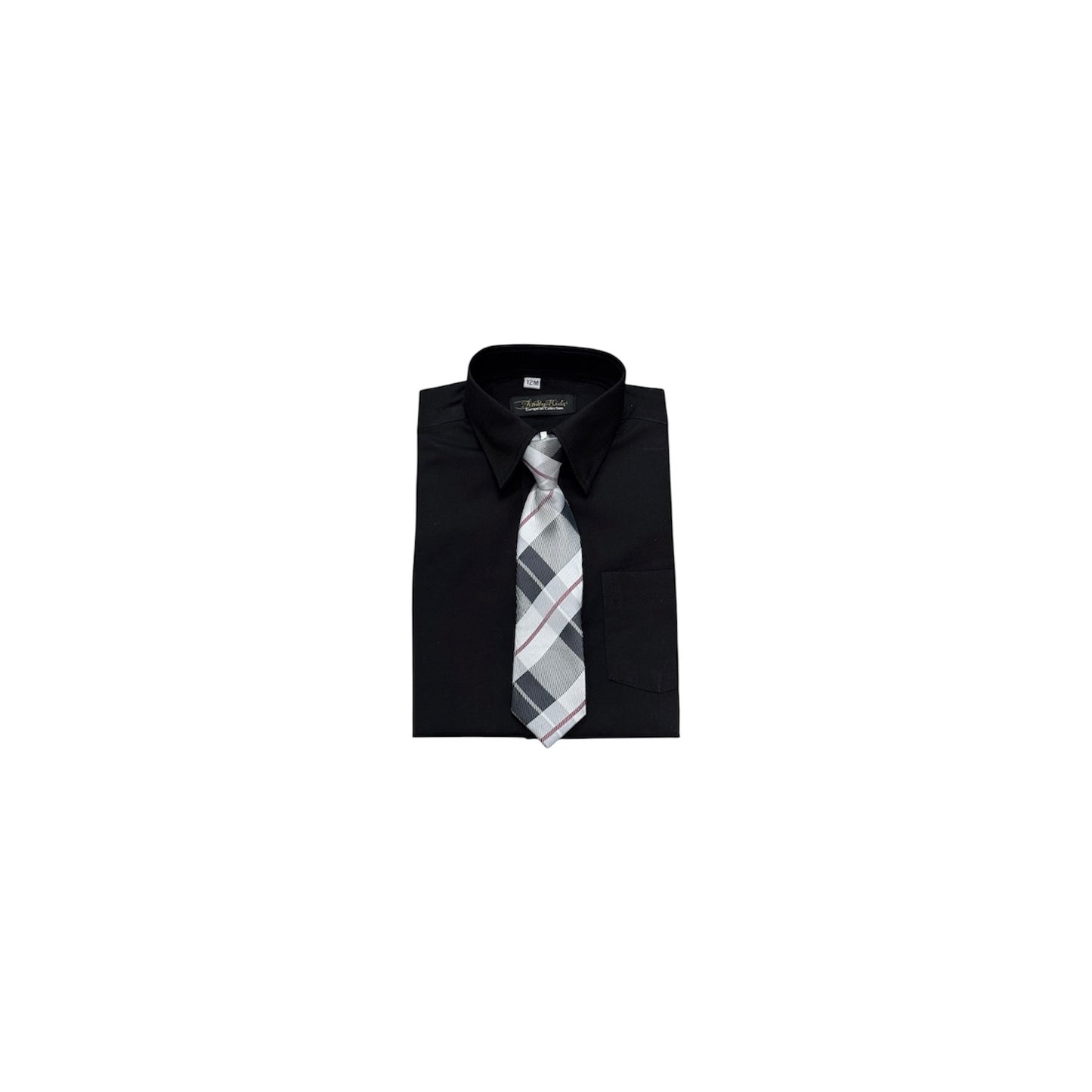 Fancy Kids Classic Fit Black Dress Shirt w/ Tie