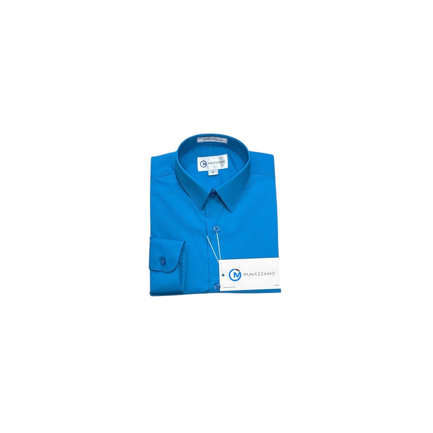 Mavezzano Modern Slim-Fit Long Sleeve Teal Dress Shirt