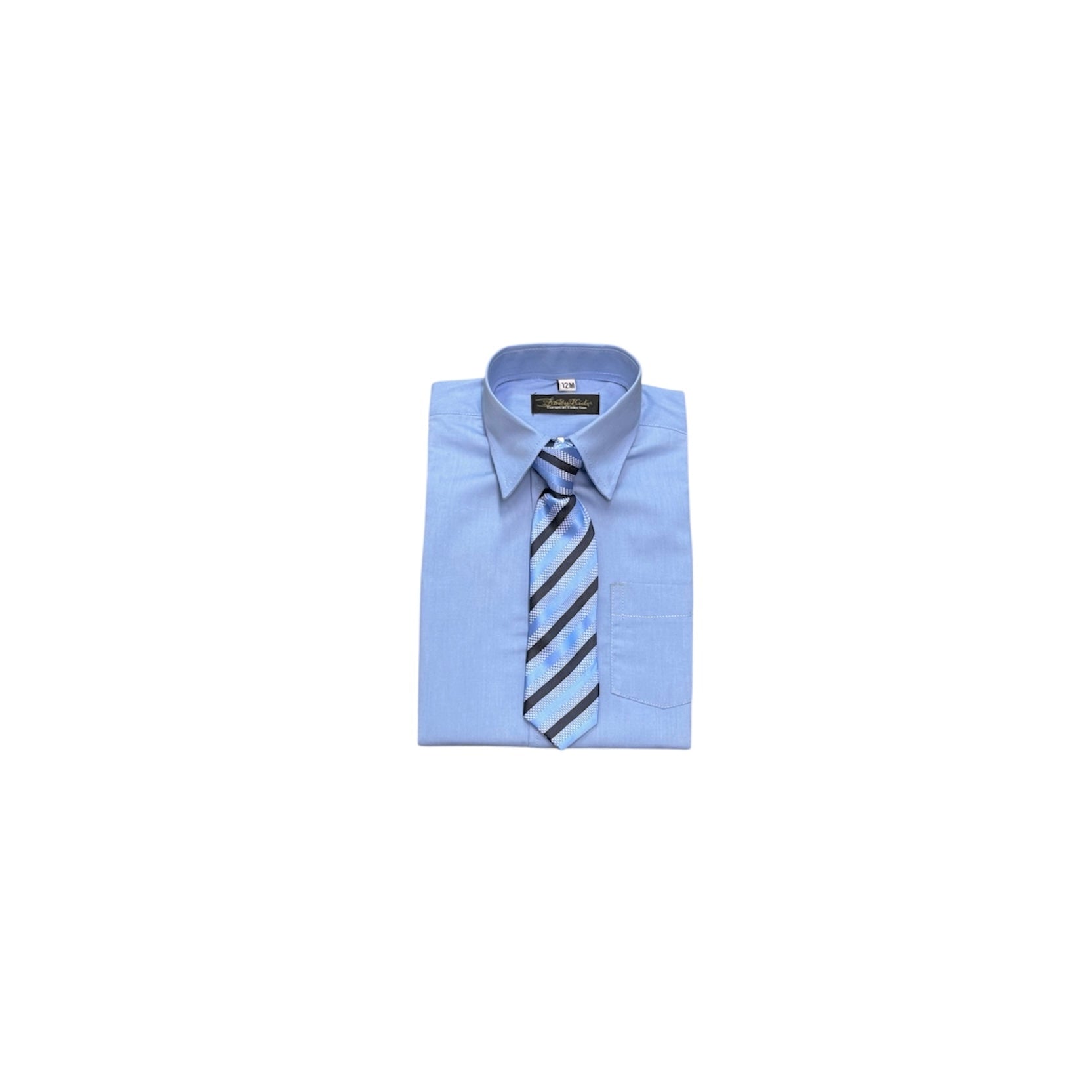 Boys Light Blue Dress Shirt & Tie Set