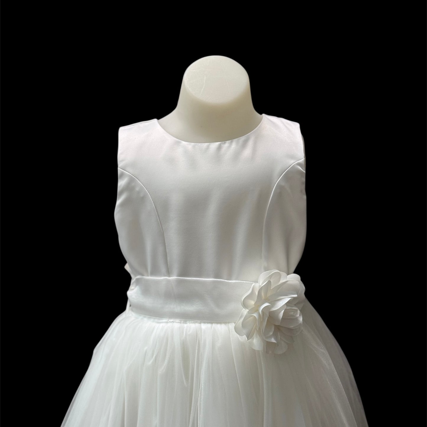 Ivory Flower Girl Dress w/ Ivory Tulle Floral Skirt