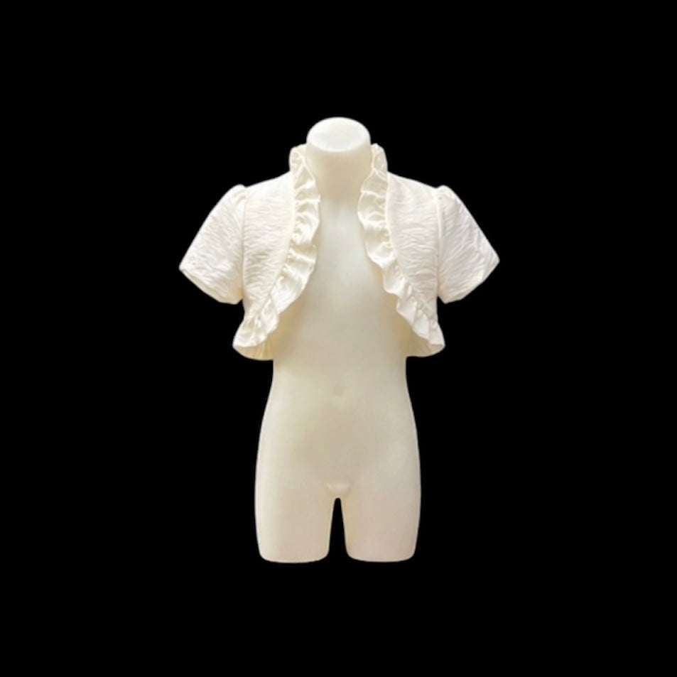 Ivory Short-Sleeve Bolero w/ Ruffle Accents