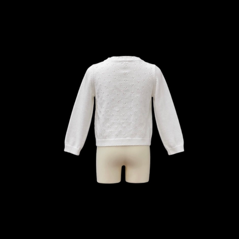 Off White Cotton Knit Cardigan