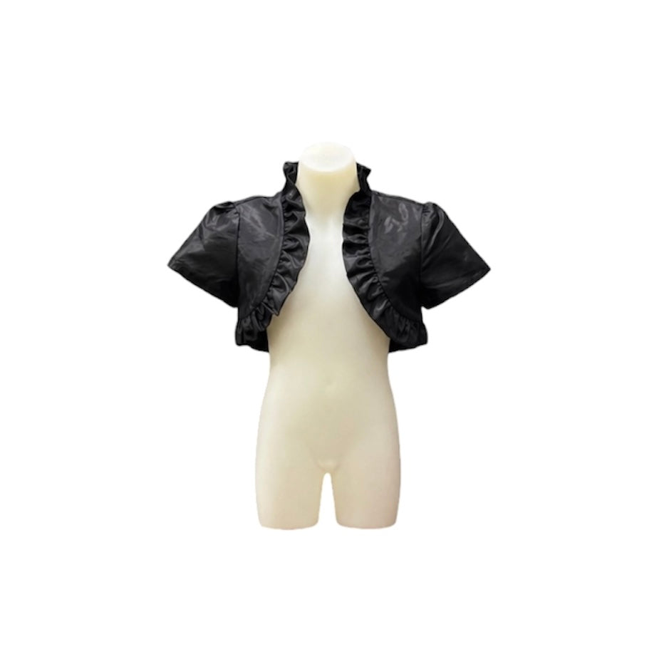Black Short-Sleeve Bolero w/ Ruffle Accents