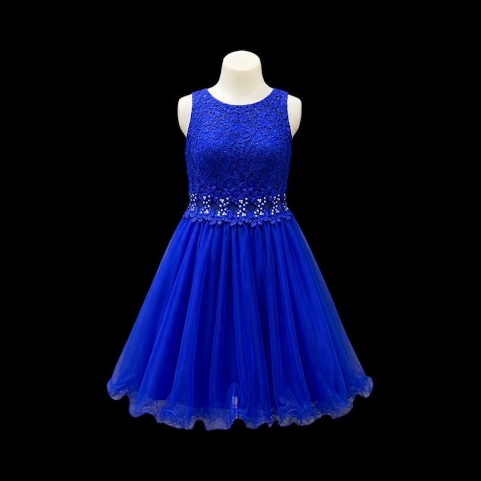 Jr. Grad Short Lace Royal Blue Dress (S)