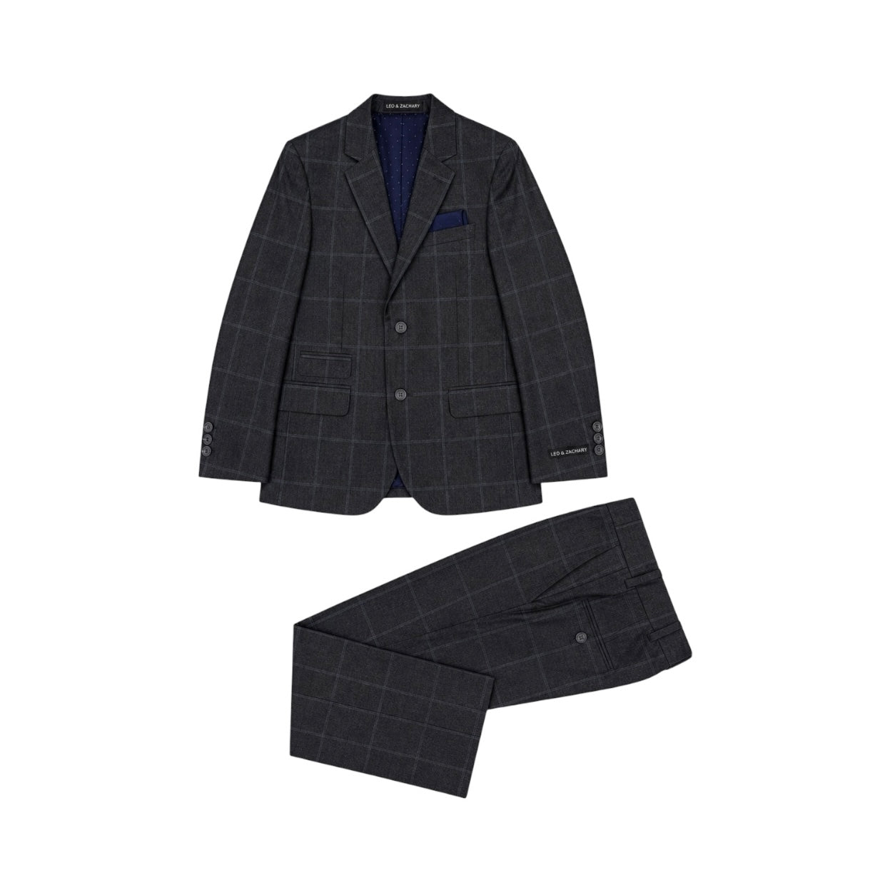 Leo & Zachary Charcoal Dual Stitch Slim Fit 2-Piece Suit