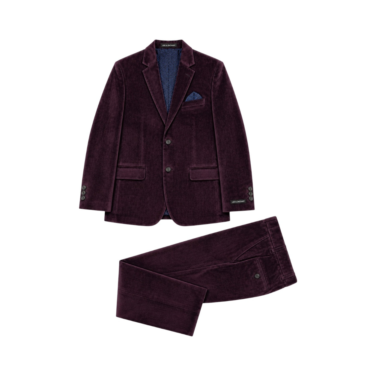 Leo & Zachary Plum Faux Suede Slim Fit 2-Piece Suit