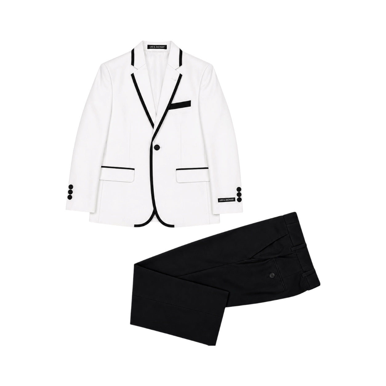 Leo & Zachary White Slim Fit 2-Piece Tuxedo w/ Black Accents