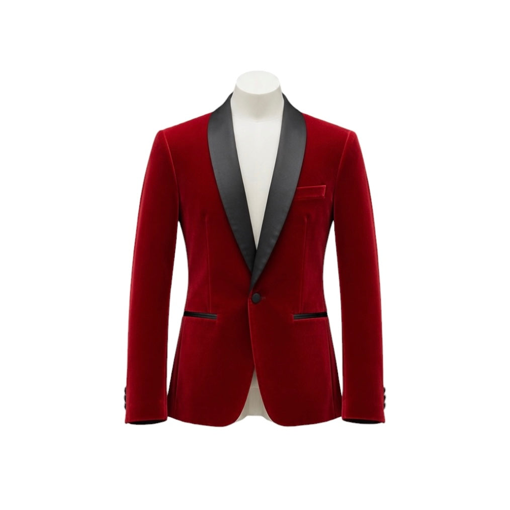 Fouger U.S.A. Red Velvet Slim Fit Boys Blazer