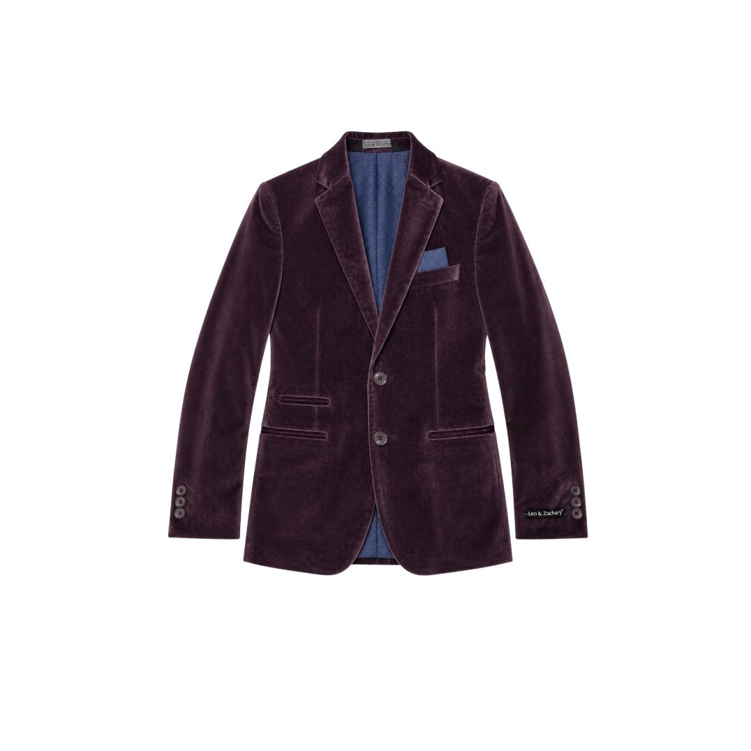 Leo & Zachary Plum Faux Suede Slim Fit Boys Blazer (Size 10)