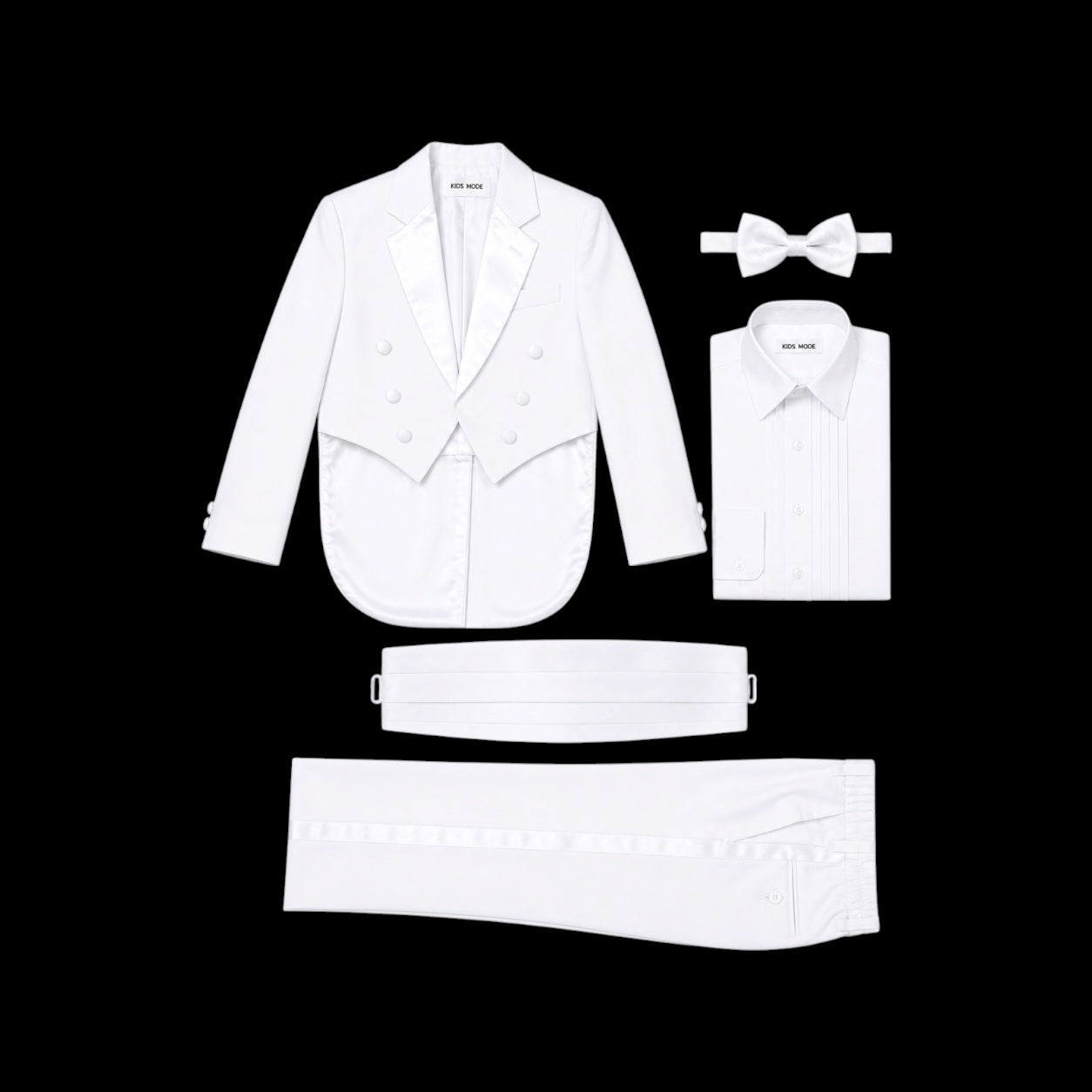 Kids Mode 5-Piece White Tail Tuxedo Set