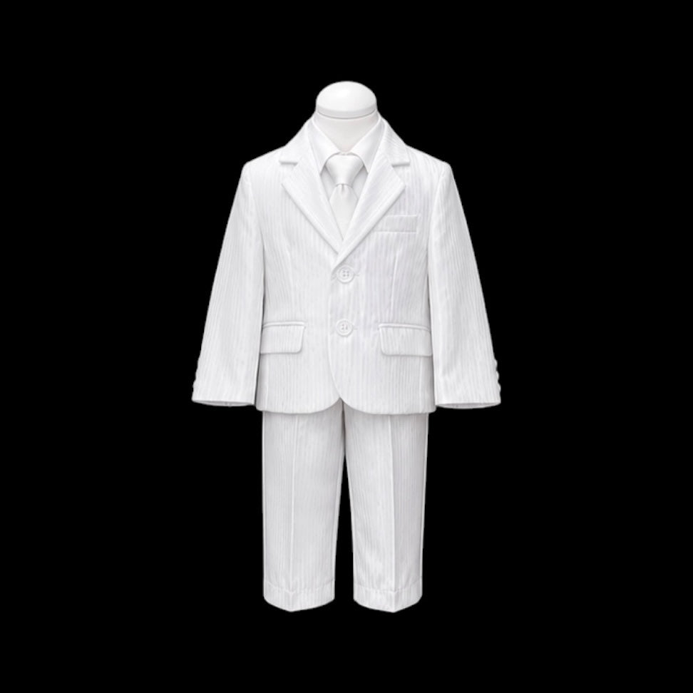 Fancy Kids Baby White Pinstripe 5-Piece Suit Set