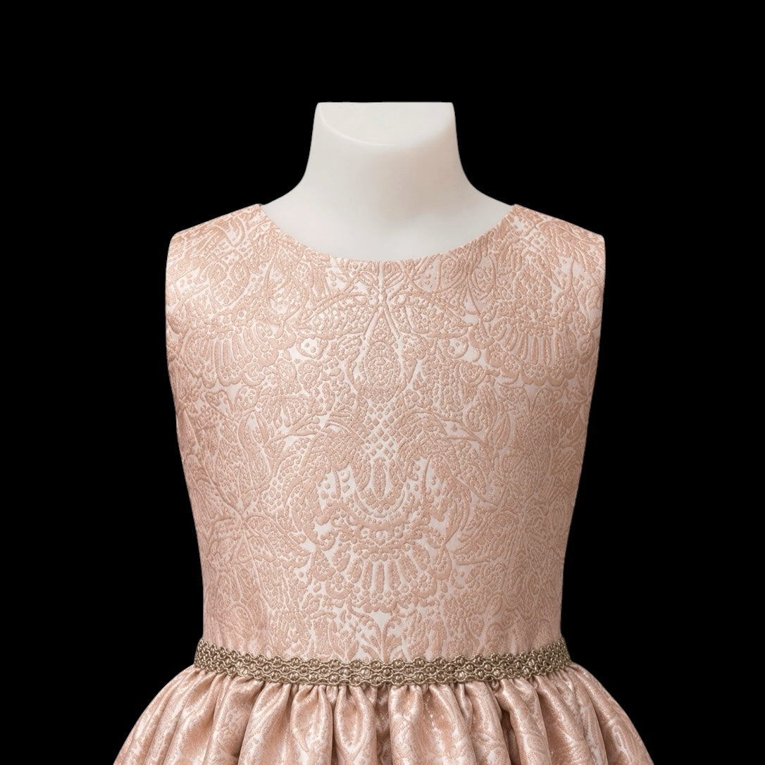 Jolene Girls Sleeveless Rose Gold Embroidered Party Dress (Size 16)