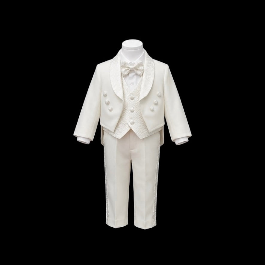 Fancy Kids Baby Ivory Square Pattern Tuxedo with Tail