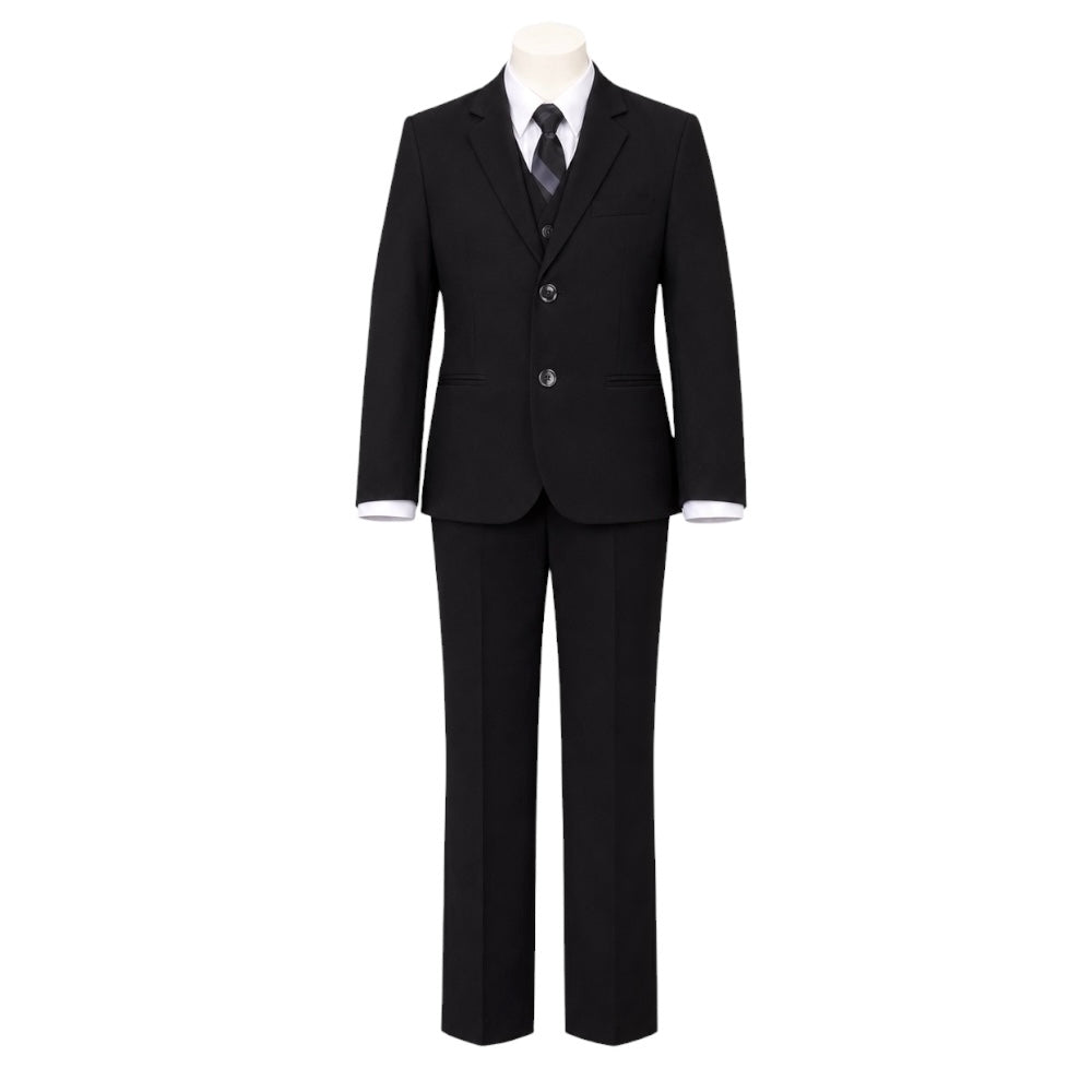 Fancy Kids Modern Fit 5-Piece Black Suit