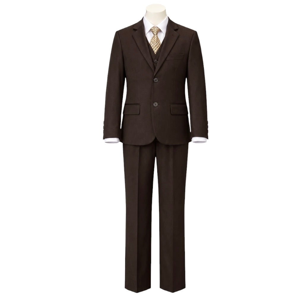 Mini World Modern Fit 5-Piece Brown Suit