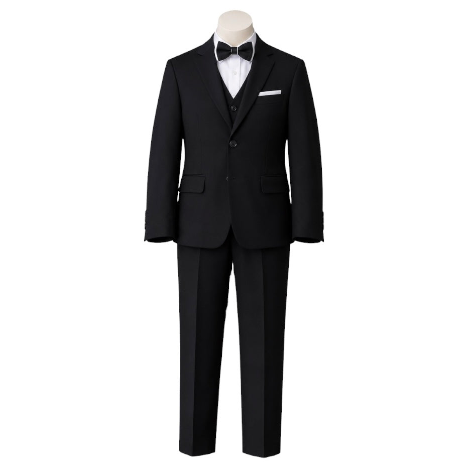 Debonair Toddler Slim Fit 7-Piece Black Suit