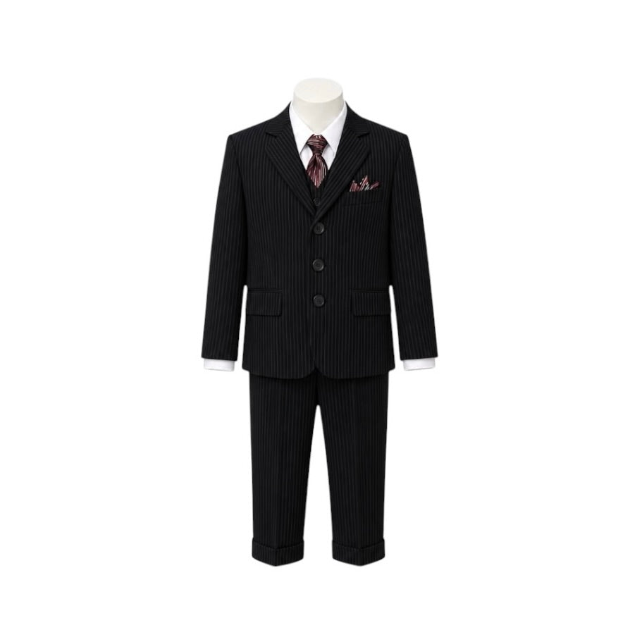 Baby Mode 6-Piece Black Pinstripe Baby Suit