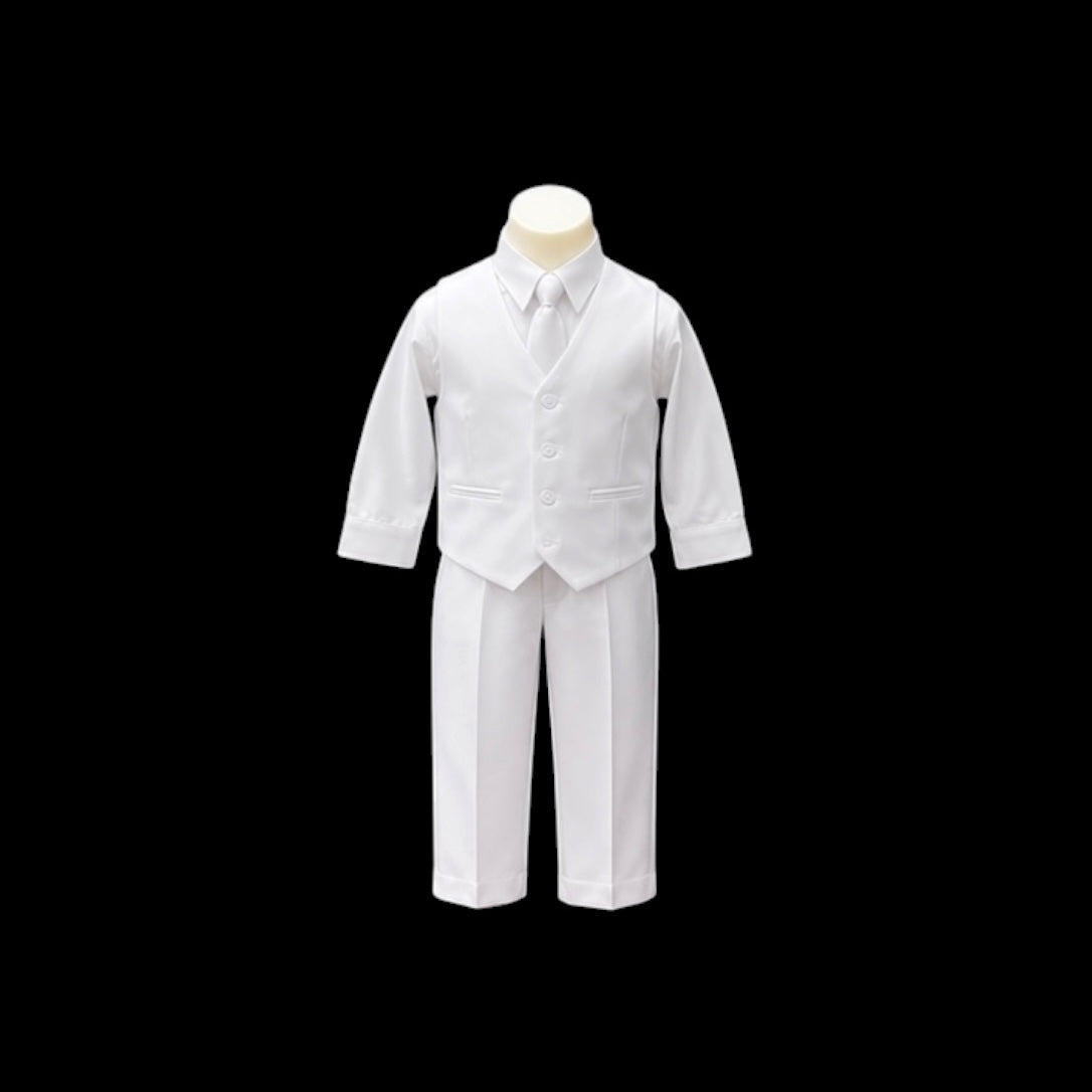 Fancy Kids Baby White 4-Piece Formal Vest Set